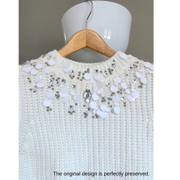 H&M Women Cut out Sweater Sleeveless Vest White Size Small:Good as New - Picture 3 of 7